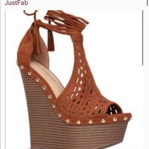 Just Fab Cognac Wedges